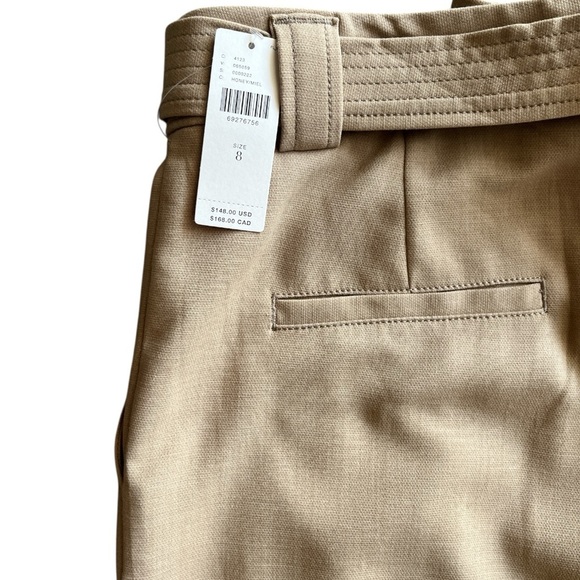 NWT Anthropologie Maeve Tailor Wide Leg Soft Trouser Pants Honey Camel Belt 8 M - Picture 5 of 10